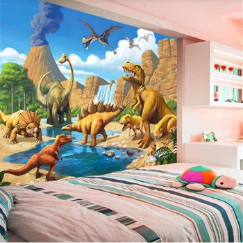 Fantazijos Ežero Dinozaurų tapetai, vaikų kambarys Tyrannosaurus Rex Vaikų Kambarys Fono Sienos Popieriaus Namų Dekoro Freskos