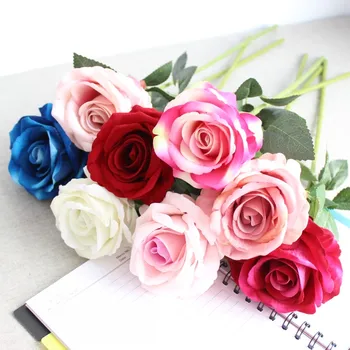 Gražus DIDELIS Rožių Kamieninių Šilko Gėlės, Dirbtinės Gėlės Aukštos Modeliavimas vestuvių dekoravimas namuose dovanų šalis