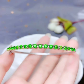 gražus, elegantiškas žalia diopside brangakmenio bangle moterims sidabro fine jewelry geros spalvos gamtos perlas šalis gimtadienio dovana 925 S