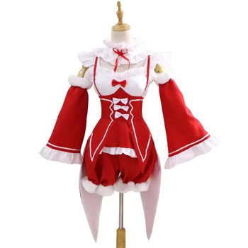 Gyvenimas kitame Pasaulyje Nuo Nulio Cosplay Kalėdų Raudona Suknelė Helovinas Anime Žaidimas 2D Kostiumas