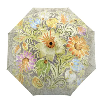 Gėlės Modelis, Retro skėtį nuo saulės Skėtis Skėtis Visiškai automatinė Aštuonių Vijų, Sulankstomas Lietaus, Skėtis, Moterims, Vaikams