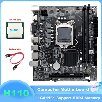 H110 Kompiuterio Plokštę LGA1151 Palaiko Celeron G3900 G3930 CPU Palaiko DDR4 Atminties Su G4400 CPU+SATA Kabelis