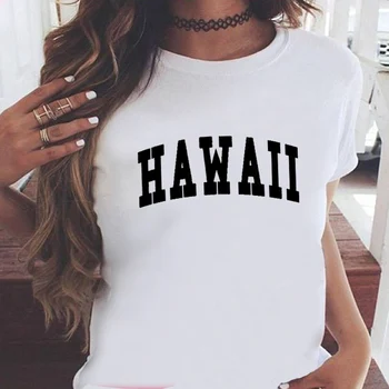 Havajai Atostogų Drabužių Harajuku O-Neck Paplūdimys Marškinėliai 2021 Moterų Mados Black Fashion Top Harajuku Mama Drabužių Derlius T