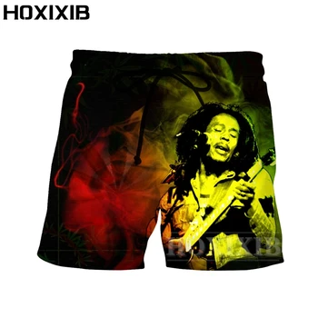 HOXIXIB Bob Marley Šortai Vyrams 3D Spausdinimo Krikštatėvis Reggae Muzika Hip-Hop Jamaika Dainininkas Kelnės Moterims Harajuku Sportiniai Drabužiai