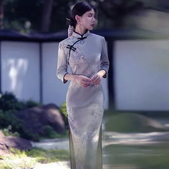 Iki 2023 m. Rudenį Naujų Kinijos Cheongsam Pagerėjo Elegantiška Jauna Mergina Kinijos Qipao Suknelės Moterims Vintage Suknelė Moterų Drabužiai