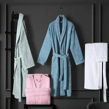 Japonijos Kimono Stiliaus skraiste, Medvilnės Unisex Chalatai Seksualus Chalatas, Vonios Vyrai Moterys Sleepwear Toweling Terry Atsitiktinis Storos Namo Chalatas Chalatai