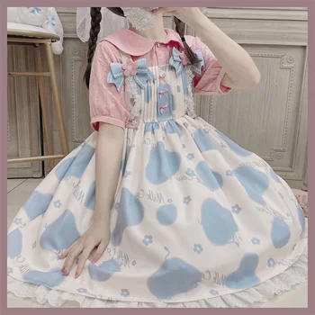 Japonijos Lolita Saldus Mergina Dress Pieno Modelio Aukšto Juosmens Mielas Nėrinių Bowknot Kawaii Girl Gothic Lolita Jsk Loli Cosplay Cos Loli