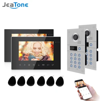 Jeatone WiFi Video Domofonas Sistema Rinkinio IP Vaizdo Durų Telefoną Atrakinti durų skambutį Kamera 7inch 1080p Ekranu Home Security