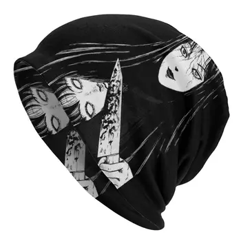 Junji Ito Kepurės Goth Rudens Žiemos Lauko Skullies Beanies Skrybėlę Unisex Suaugusiųjų Vasaros Šiltas Dual-naudoti variklio Dangčio Megzti Skrybėlę