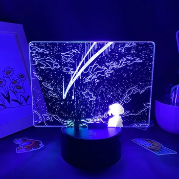 Jūsų Vardas Anime Filmą Duomenys 3D LED Dvi Tonas Lempos Naktį Šviesos Miegamojo Puošimas Spalvingų Dovanų Vaikams Animacinį Filmą Kimi No Na Wa