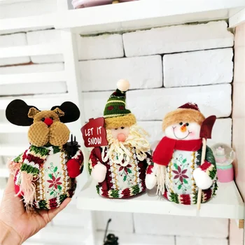 Kalėdinė Dekoracija Darbalaukio Papuošalai Sėdi Sniego Mediniai Karoliukai Ilgas Kojas Medžiaga Lėlės Kalėdų Senelio Lėlės