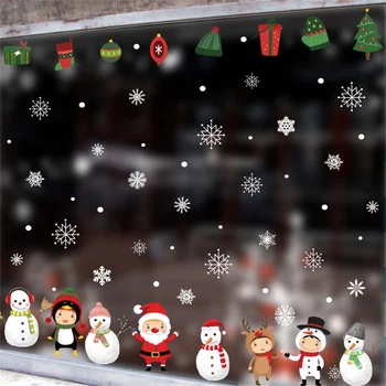 Kalėdų Lango Lipdukas Santa Claus Snaigės Lipdukai Žiemos Sienų Lipdukai Vaikams Kambariai Naujųjų Metų Kalėdų Langų Dekoracijos