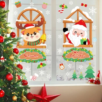Kalėdų Senelio Elnių Snaigės Lipdukai Prekybos Centras Stiklo Lipdukai Linksmų Kalėdų Dekoracija Namuose