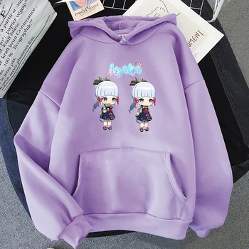 Kamisato Ayaka Genshin Poveikio Anime Hoodie Estetinės Harajuku Hoodies Moterų Animacinių Filmų Grafika Megztiniai Megztinis Streetwear Viršūnės