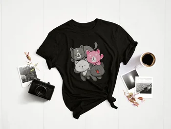 Kawaii Katės Marškinėliai Pasididžiavimas Vėliavos T-Shirt grafikos t marškinėliai marškinėliai moterims y2k estetinės harajuku seksualus viršūnes goth viršūnės