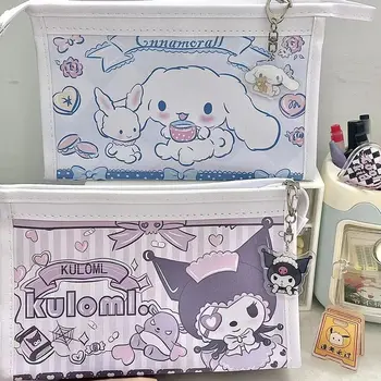 Kawaii Sanrioed Kuromi Cinnamoroll Pieštukų Dėžutė Animacinių Filmų, Anime Serijos Pen Maišelį Nešiojamų Darbalaukio Saugojimo Krepšys Studentų Raštinės Reikmenys Dovana