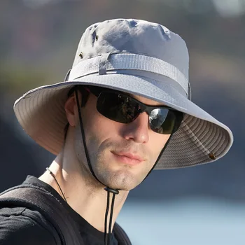 Kibiras Skrybėlę Su virvele Vyrų Vasaros Saulė Paplūdimyje Bžūp Laipiojimo Žvejybos Atostogų Platus Briauna UV Apsauga Lauko Priedų