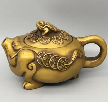 Kinija žalvario, aukso, rupūžė arbatinukas amatų statula