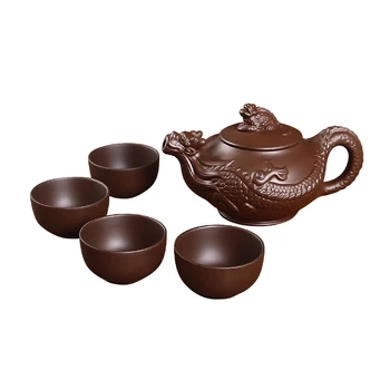 Kinų arbatos rinkinys, raudonos molio puodą Xi Shi puodą rankų darbo mažas arbatinukas keramikos arbatos rinkinys, filtras arbatinukas 1 pot 4 puodeliai kungfu arbatos rinkinys