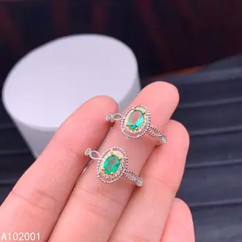 KJJEAXCMY fine jewelry gamtos Smaragdas 925 sterlingas sidabro naujas reguliuojamas brangakmenio moterų žiedas paramos bandymo klasikinis mados