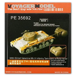 KNL HOBIS Voyager Modelis PE35692 Valentino Mk.III Pėstininkų Tankas ir Metalo Smulkintuvas už Uniaxial Priekaba