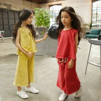 Korėjos Mergina Tiktų Vasaros 2020 M. Vaikų Sporto Kostiumas Atsitiktinis Dideli Vaikai Rankovių Plataus kojų Kelnės Tėvų-vaikų-Dviejų dalių kostiumėlį