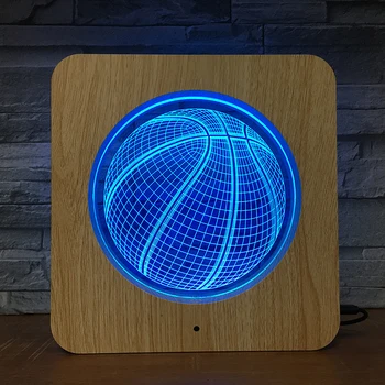 Krepšinio 3D Mediniai Grūdų Nakties Šviesa 