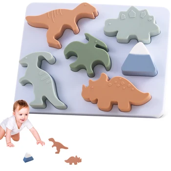 Kūdikių Silikono Dinozauras, Pažintinių Galvosūkių Montessori Žaislas Vaikui Gyvūnų Figūrų Dėlionė Teether Švietimo Žaidimas, Žaislai, Kūdikių Dovanų