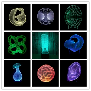 Kūrybos Abstract 3D LED Iliuzijų Naktį, Šviesos Grafikos Akrilo 7 Spalvų Keičiami LED Lempos Miegamųjų Namo Decaration Žibintai