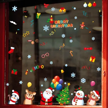 Lango Stiklo Scenos Išdėstymas Dekoratyvinės Sienų Lipdukai, lipnios Kalėdų Elementas Animacinių filmų Statinės Įklijos Linksmų Kalėdų Namuose