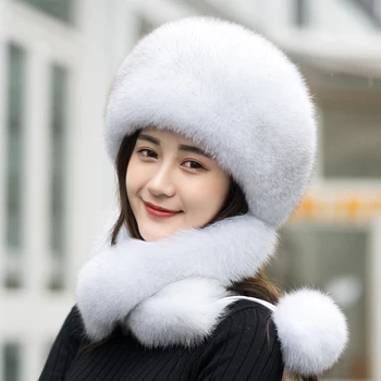 Lapės kailio kepurę moterų rudenį ir žiemą korėjos versija banga laukinius rytus, mongolų nacionalinė Feng Shui kailio kepurę moterų winte