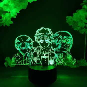 LED Anime Lempos Ataka Titan Grupės Pav Kolekcines naktinė lempa Vaikai Miegamojo Puošmena Kawaii Kambario Dekoro Manga Meno Levi