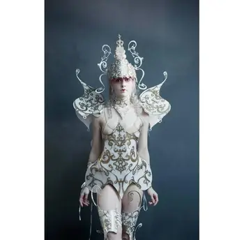 Luxuriou naktinis klubas Podiumo Royal moterų bendrojo retro modelio šarvai baras gogo kostiumas šalis mergina ds kostiumas