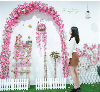 Luyue 11pcs/daug Dirbtinių Vyšnių Gėlių Plotai Vestuvių Kabinti Netikras Šilkas žiedų Modeliavimas Rose Rotango Spalvinga