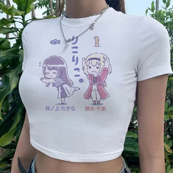 lycoris atatranka marškinėliai 90s korėjos mados pasėlių viršaus mergina Kawaii cyber y2k fairycore goth pasėlių top marškinėliai