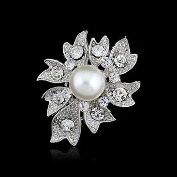 Mados Corsage Kristalų Diamante Imitacija, Perlų Išskirtinį Sagės Smeigtukai Moterų Skara Drabužiai, Papuošalai Šalies Puokštė AB060