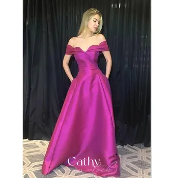 Malonė Grindų Ilgis Prom Dresses Elegantiškas Šilko Satino Violetinė Šalis Suknelė Malonė Nuo Peties Vestidos De Fiesta Vakarinę Suknelę