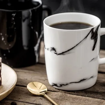 Marmuro Tekstūros Keramikos Puodelis Kūrybiškumą Kavos Puodeliai Nordic su Dangteliu Puodeliai Biuro Kambarį Pusryčiai Pieno Puodelis Namų Drinkware