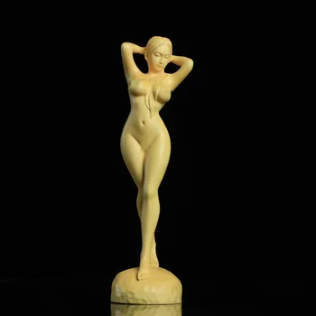 Mergina Kūno masyvo, Medžio Drožyba Meno Statula Mediniai Ranka Raižyti Nuogas Kūrinys Namo Gyvenamasis Kambarys Miegamasis Dekoratyvinė Skulptūra 18cm