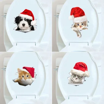 Mielas 3D Kalėdų Šunų Kačių Siena Lipdukas Festivalio Kalėdinis Namų Dekoras Meno, Lipdukai, Tapetai, Freskos Medžiaga Lipdukai S