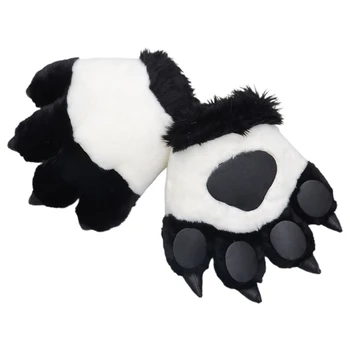 Mielas Modeliavimas Panda Leteną Pliušinis Pirštinės Purus Gyvūnų Kimštiniai Žaislai, Paminkštintas Vertus Šilčiau Helovyno Cosplay Kostiumų Kumštinės Pirštinės