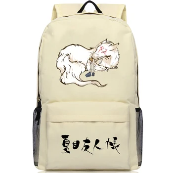 Natsume Yuujinchou Animacinių Filmų Backkpack Japonų Anime Katė Spausdinimo Universiteto Studentai Didelės Talpos Drobės Peties Nešiojamas Krepšys