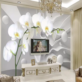 Naujas 3D Spausdinimo Tapetai Kambarį Miegamojo Balta Gėlė, Foto Tapetai, Sofa-lova, Miegamojo, TV Foną, Sienos Freskos