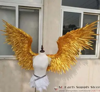 NAUJAS!Kostiumai gražūs Aukso angelas plunksnų sparnus, vestuvių Fotografija Ekranas Šalis vestuvių papuošalai