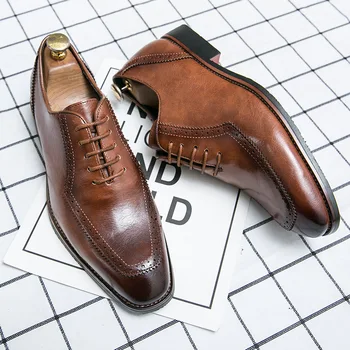 Nauji vyriški batai suvarstomi oficialių verslo odiniai batai vyriški Britų atsitiktinis odiniai batai vyrams
