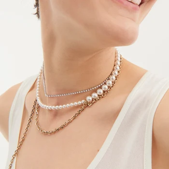 Nerūdijančio plieno perlų vėrinį dizaino prasme, daugiasluoksnės grandinės karoliai šviesos prabanga nišą retro clavicle grandinės naujas vasaros