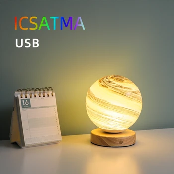 Nuotolinio valdymo touch tamsos įkrovimo kūrybos LED dovana apdailos planetos mėnulis stalo lempa romantiška USB turas miegamasis nakties šviesos