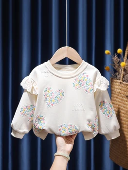 Pavasarį, Rudenį Mergaičių Drabužių Saldus Mielas Gėlių Megztinis Vaikų Megztinis Grynos Medvilnės Marškinėlius Baby Vaikai Viršūnes Outwear Kailis