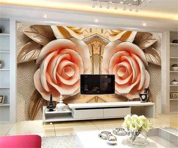 Pietryčių Azijoje Naujų 3D Rose Reljefinis Fonas Viešbutis Profesinės Individualų Sienų Tapybos Tapetai