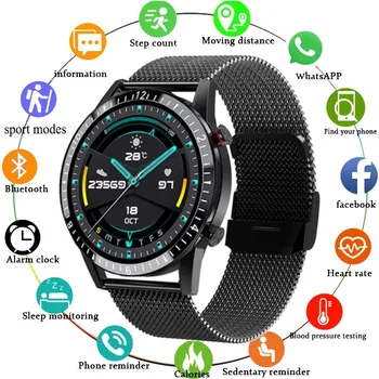 Pilnas Touch Sporto Smart Watch Vyrų, Moterų Širdies ritmo Fitness Tracker 